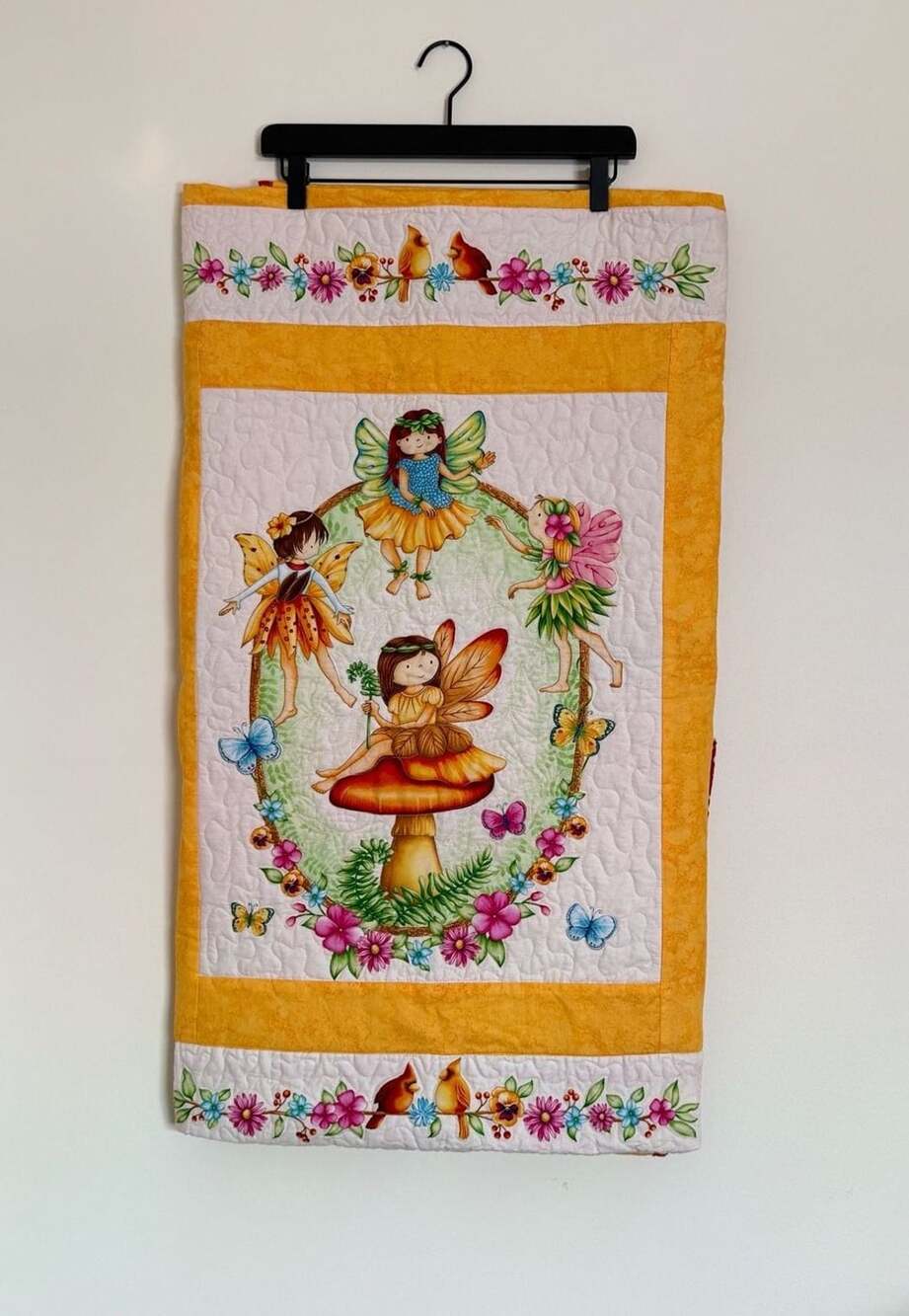 Sofia 57" x 69" Quilt with Fairy Panel handmade
